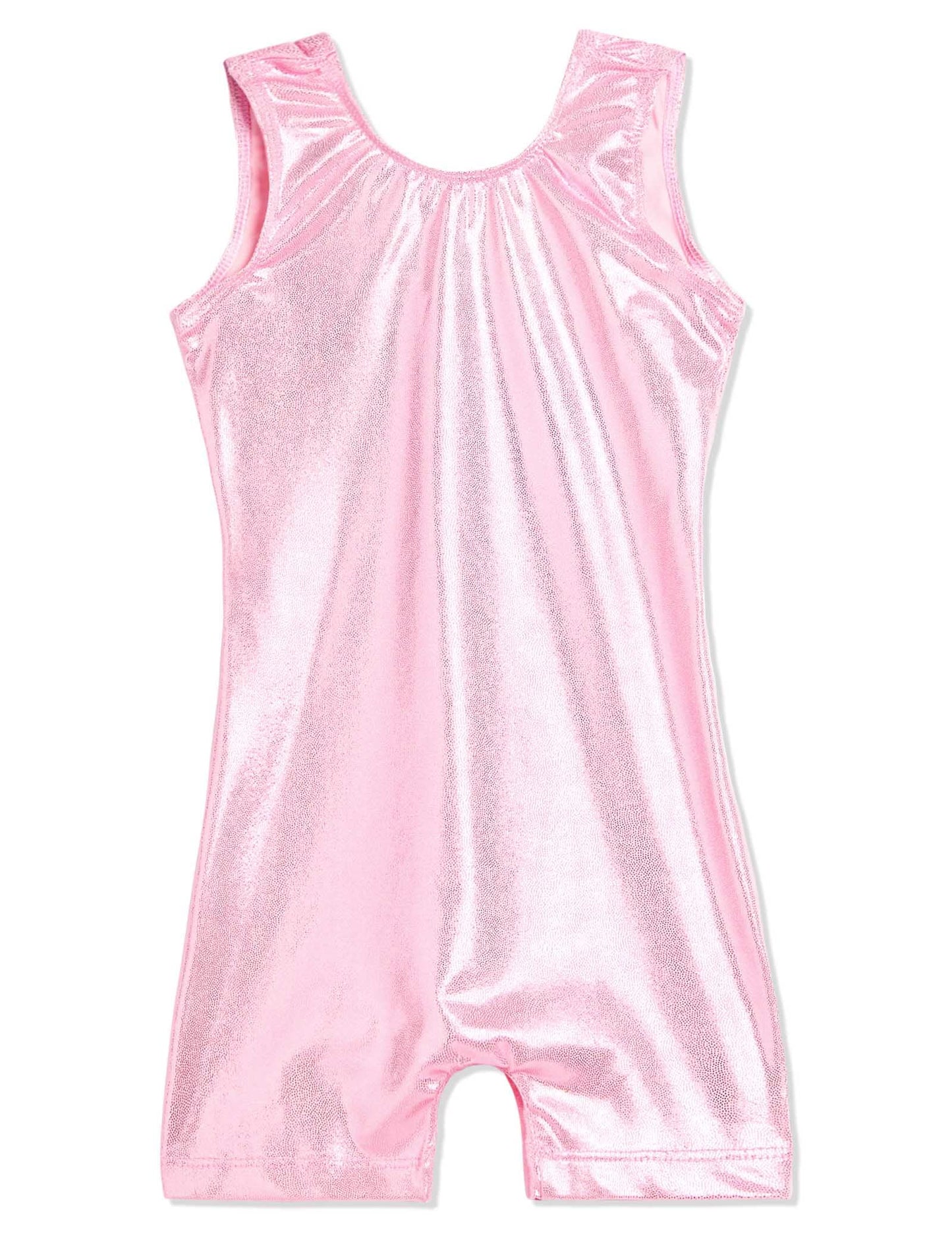 Domusgo Leotard for Girls Gymnastics Size 3t 4t Solid Pink Sparkle One Piece Biketard with Short