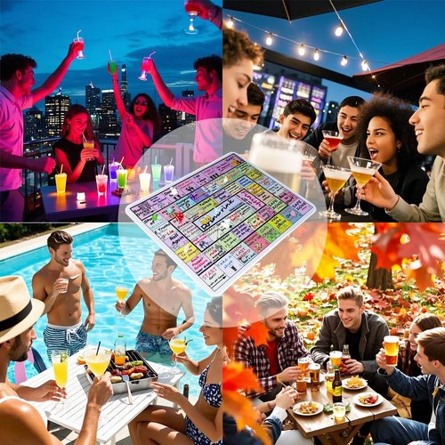 Drinking Game Mat for Adults, Drinking Board Game, Party Board Games for Game Night, Birthday, Family Play or Any Occasion(2-8 Players, Age 21+)