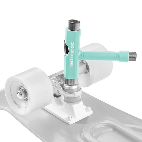 Retrospec Upkeep All-in-One Multi-Function Portable Skate Tool With 2-in-1 Allen Wrench & Phillips Head Screwdriver for Adjusting and Tightening Skateboard/Longboard Wheels, Trucks, and Kingpins, Aqua