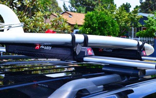 Allen Sports 24 inch Aero Roof Rack Pads with 8 ft Straps Set for Surfboards SUP Snowboard, Model 7010SU