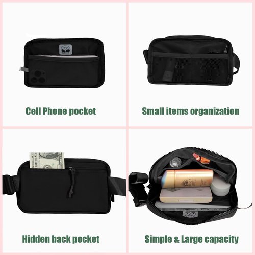 INTINI Everywhere Belt Bag – Small, Slim, and Stylish Mini Crossbody Fanny Pack for Women 50 Inch Waist (S - Black)