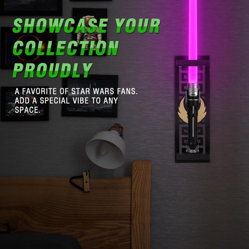 TOPNEW Lightsaber Stand Wall Display, Vertical Lightsaber Holder Wall Mount, Wooden Light Saber Wall Display Rack Suitable for Swords, Light Saber, Gift for Lightsaber Collectors (Wooden, Black 02)