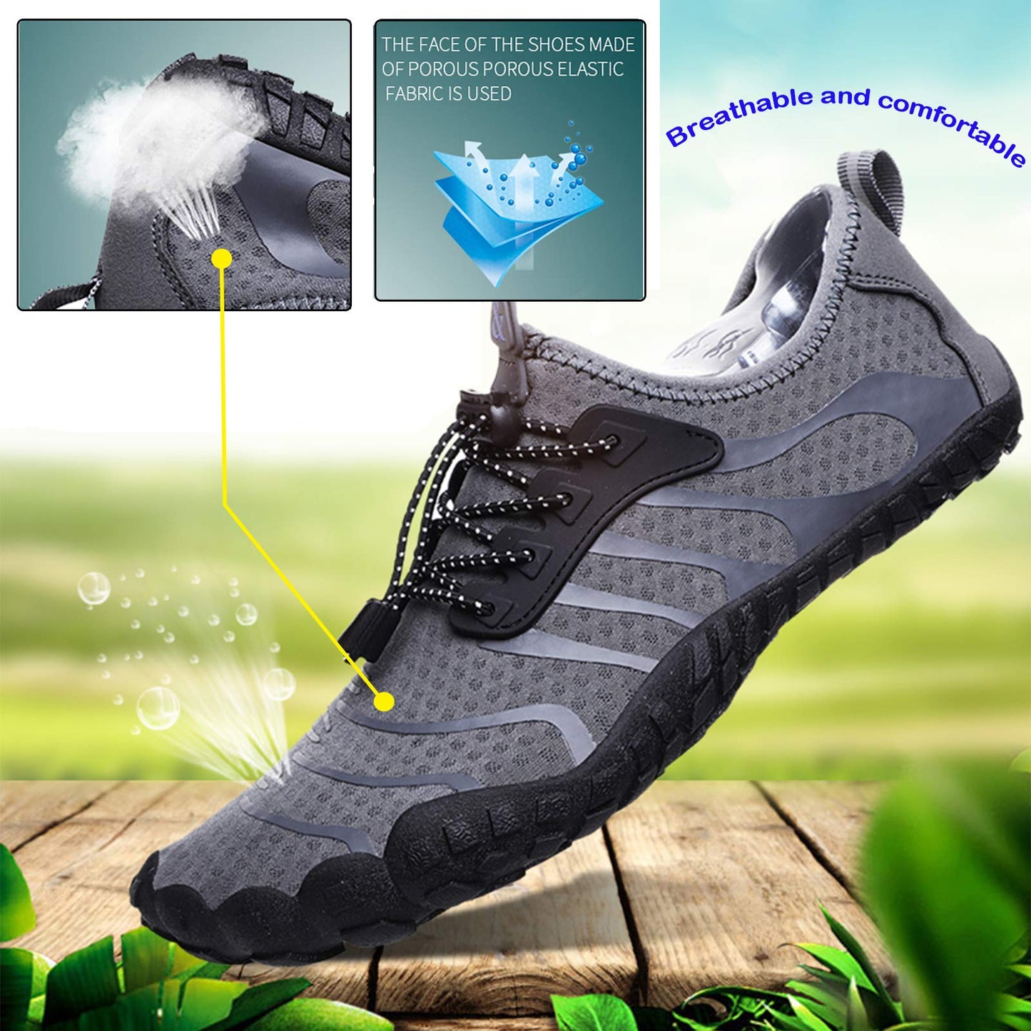 Water Shoes Mens Women Barefoot Shoes Quick-Dry Aqua Outdoor Sports for Swim Pool Beach Surf Walk Water Yoga River Lake Hiking Kayaking