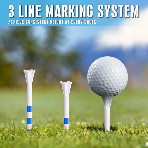 CHAMPKEY PRO 4-Prong Plastic Golf Tees 150 Pack - 70% Ball Contact Reduced for Less Friction and Maximum Distance Performance Golf Tees Plastic (White, 3-1/4")