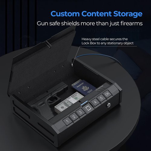 ONNAIS Iron SE Biometric Gun Safe ??Quick Access Handgun Safe with Fingerprint & Keypad Lock for Home, Nightstand, Bedside, or Car