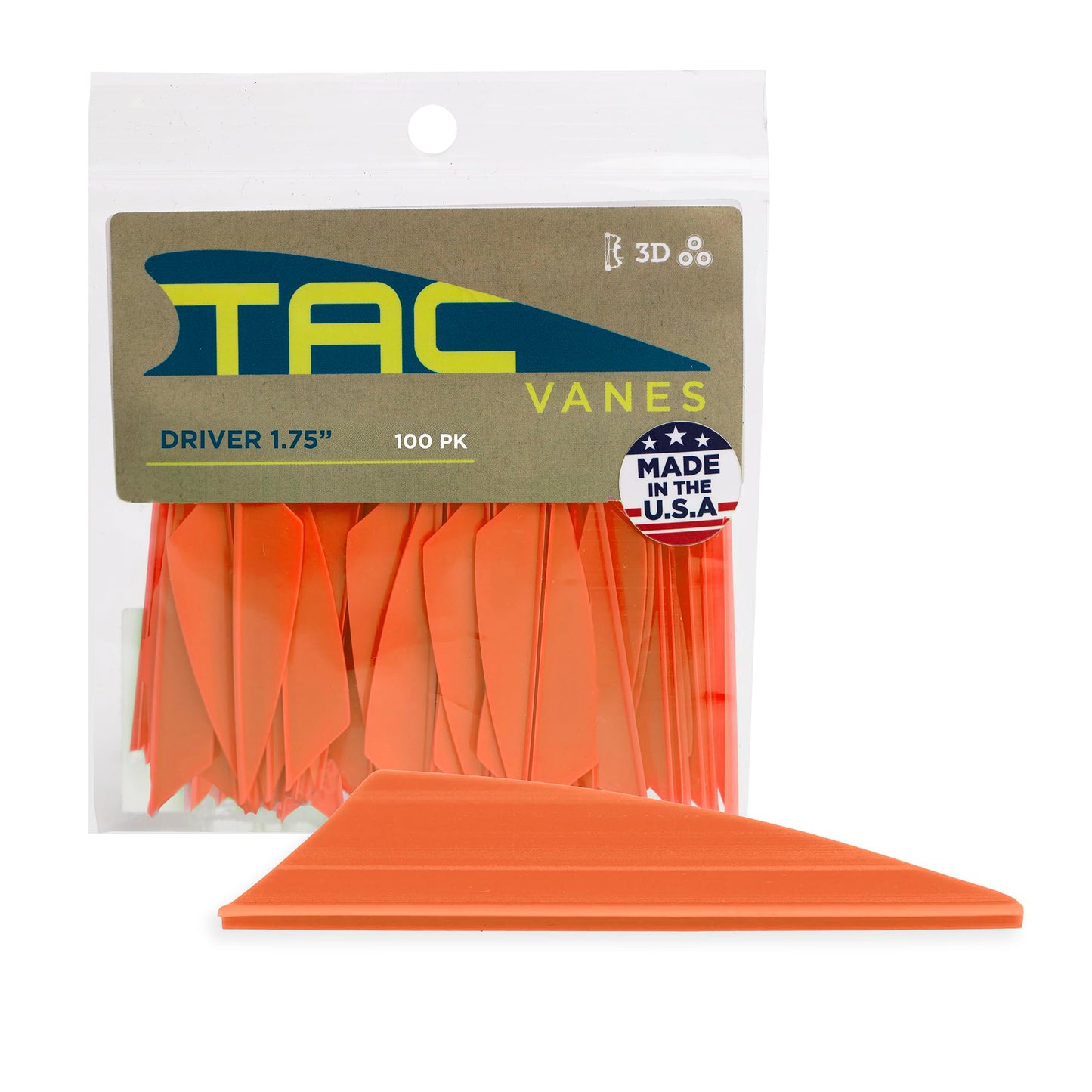 TAC Vanes Driver Arrow Vanes | Archery Fletching for Compound & Crossbow | Durable, Lightweight, High Accuracy, Orange 100 Pack