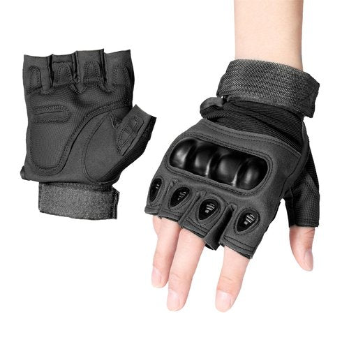 Fingerless Tactical Gloves for Men Women, Half-Finger Gloves, Non-Slip, Black