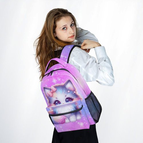 Kids' Backpacks - Cat Backpacks for Girls - Cute Toddler Bookbag - Gifts for Daughter - Durable School Bag for Kindergarten/Preschool/Elementary(17 Inch)