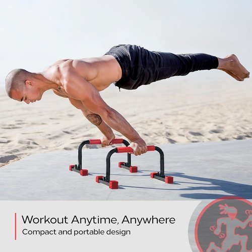 Rubberbanditz Parallettes Bars For Push Ups & Dip | Lightweight, Heavy Duty Non-Slip Parallel Bars Stand For Handstands, Calisthenics, Crossfit, Gymnastics, & Bodyweight Training Workouts (Lightweight)