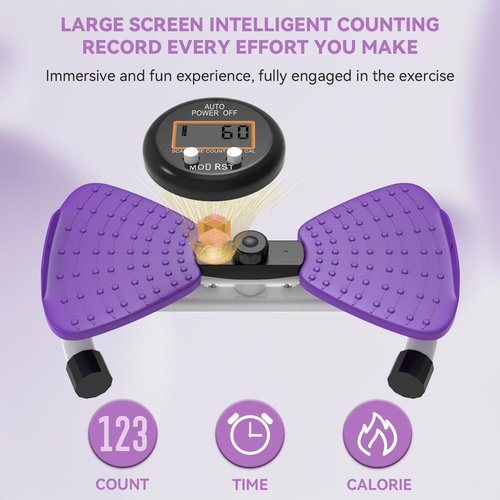 renZEC Waist Twister Machine, Adjustable Exercise Twist Board for Women Men, Noiseless Ab Twister for Home Gym Equipment, 330 lbs Capacity | Track Time, Reps, Calories with Digital Display (Purple)