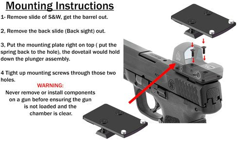 Gotical Super Slim Mounting Plate Red Dot Adapter for S&W Rear Sight