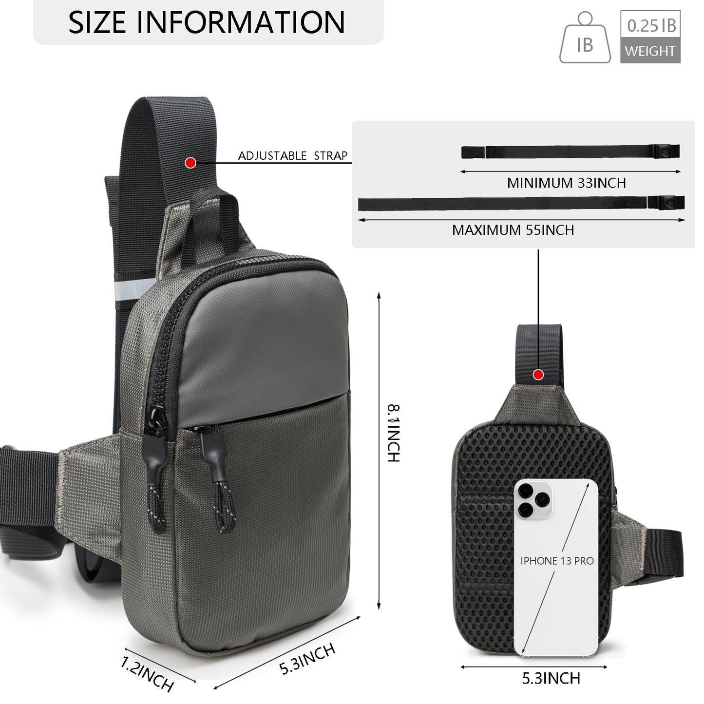 higouta Mini Sling Bag for Men Women, Small Crossbody Casual Utility Chest Phone Bag for Travel Workout
