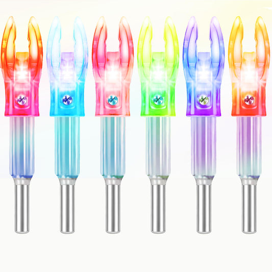 ACDSHOT 6PCS X Lighted Nocks for Arrows with .204 .233 .244 .246 Inside Diameter with H, S, GT Bushings LED Light up Knocks