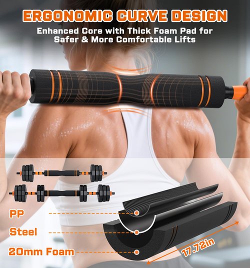 5-in-1 Adjustable Dumbbells, 88lbs Free Weights Set with Connector, Used as Kettlebells, Barbell, Push up Stand, Standard 1" Plates, Fitness Exercises for Home Gym Suitable Women/Men