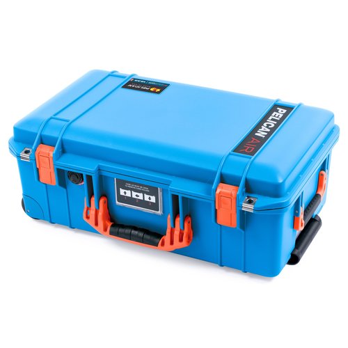 Pelican Air 1535 Electric Blue Carry-on Case - Medium Size Waterproof Case with Orange Handles & Latches