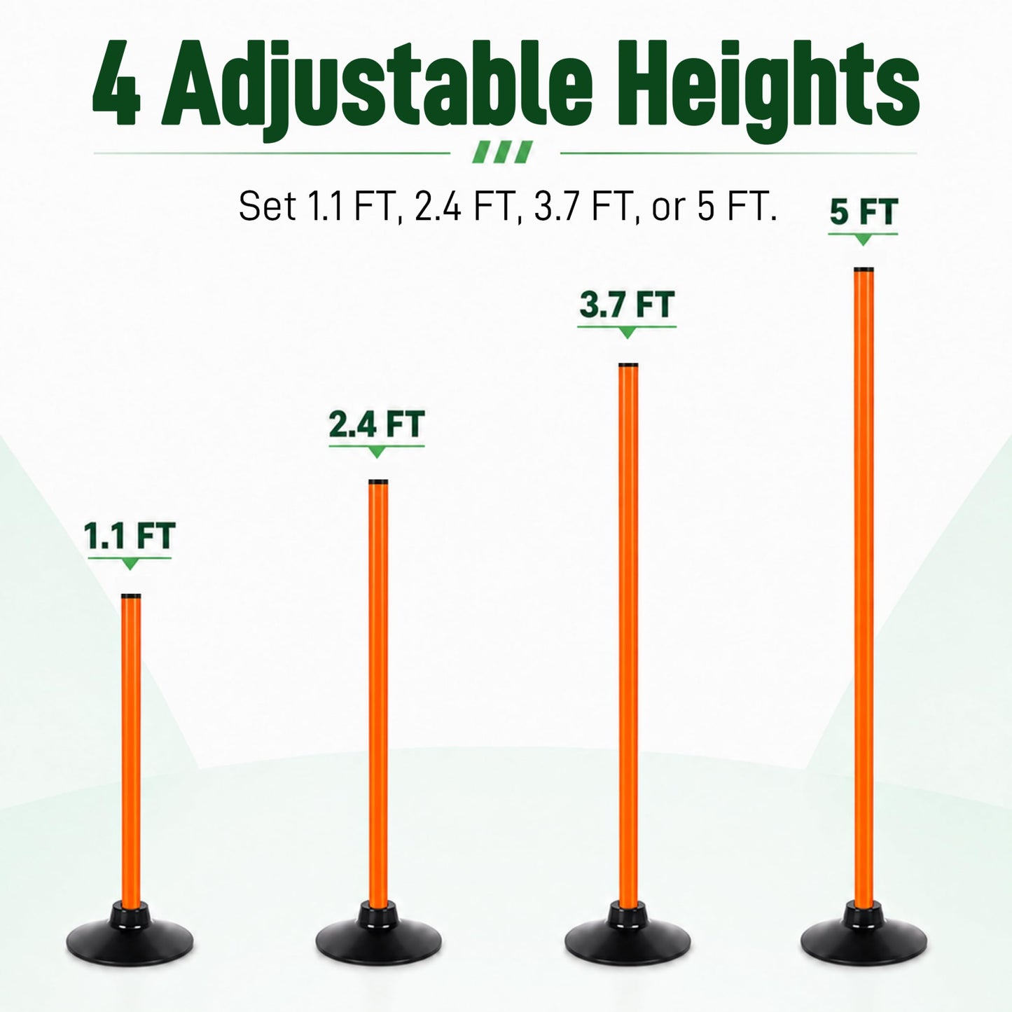 CTYYPYUYU Soccer Agility Training Poles, 5 FT Adjustable Speed and Agility Training Equipment, Rubber Bases, 4 Pack (Orange)