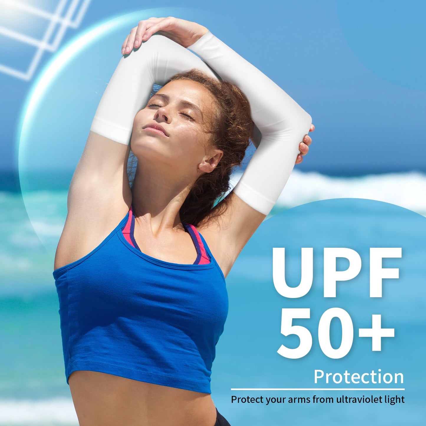 YESLIFE 4 Pairs UV Sun Protection Arm Sleeves for Men & Women, UPF 50 Sports Sleeve, Sleeves to Cover Arms (4 White