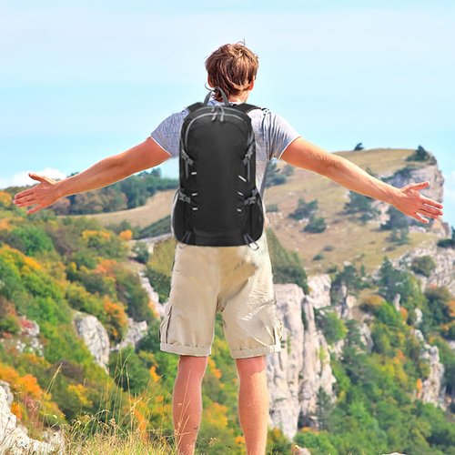 BiYiYun 40L Hiking Backpack, Lightweight Foldable Hiking Daypack with Wet Pocket, Waterproof Travel Camping Bag for Men Women (Black)