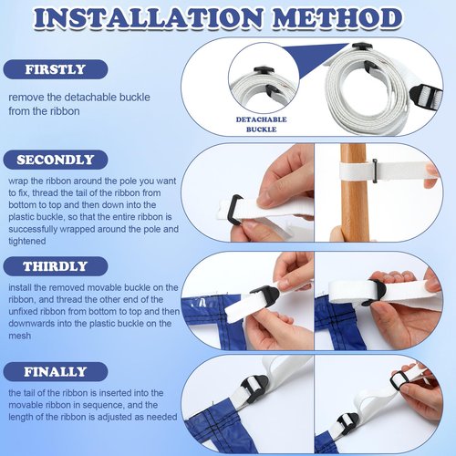 ShinyRelief Pool Volleyball Net Replacement Adjustable Length 15-25 ft Portable Volleyball Net for Outdoor Backyard Swimming Pool Beach(Blue)