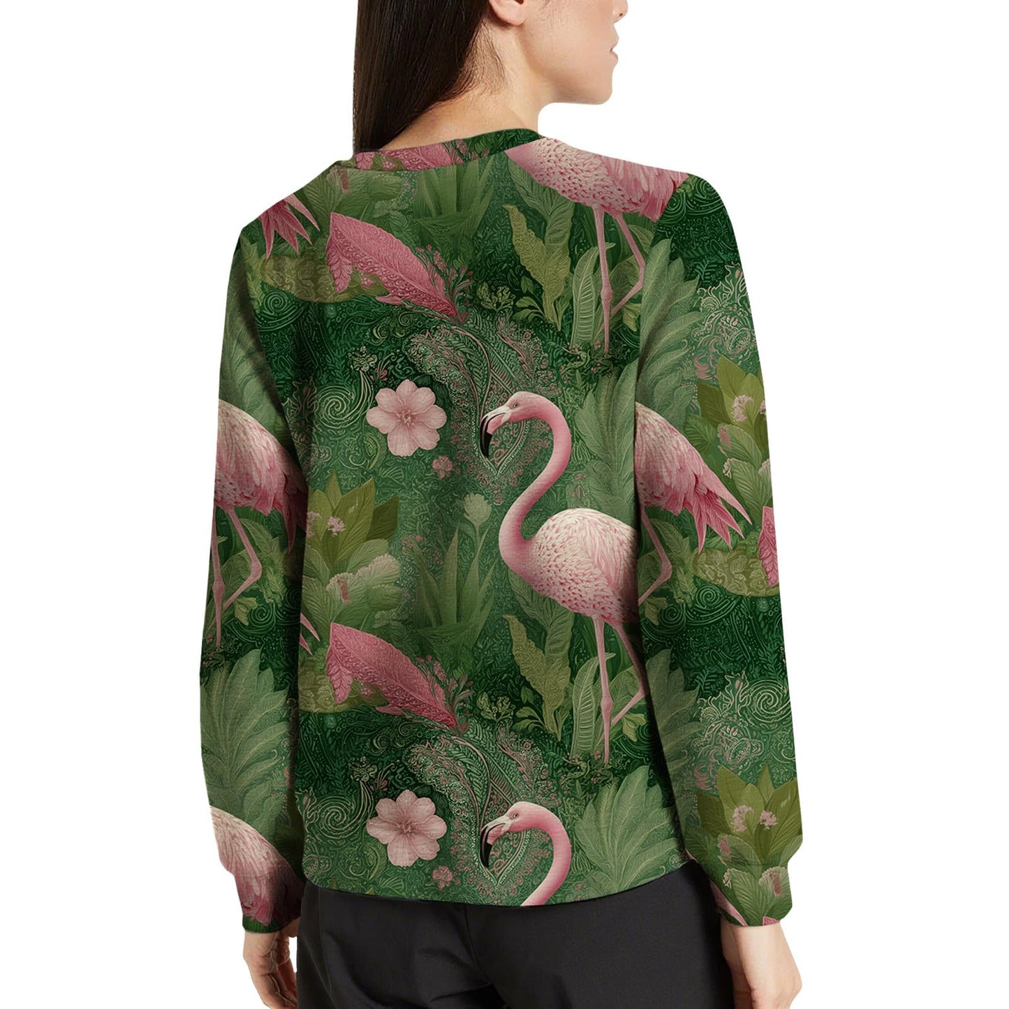 LOAIHA Womens Botanical Leaf Print Sweatshirt Long Sleeve Cotton Blend Pullover Relaxed Fit Crew Neck Top Fall Winter Fashion