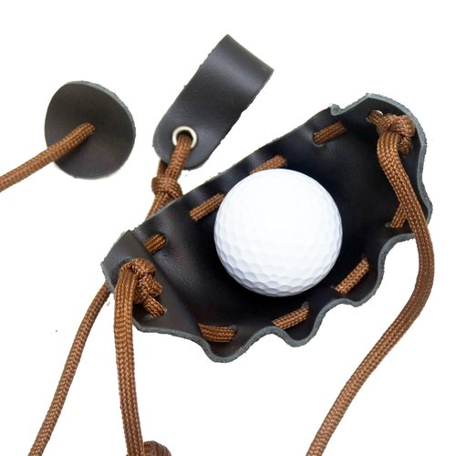 Dog Ball Launcher Leather Shepherd Sling Handmade Paracord Shepherds Sling Rock Thrower Old-Fashioned Slingshot(1 Pack)