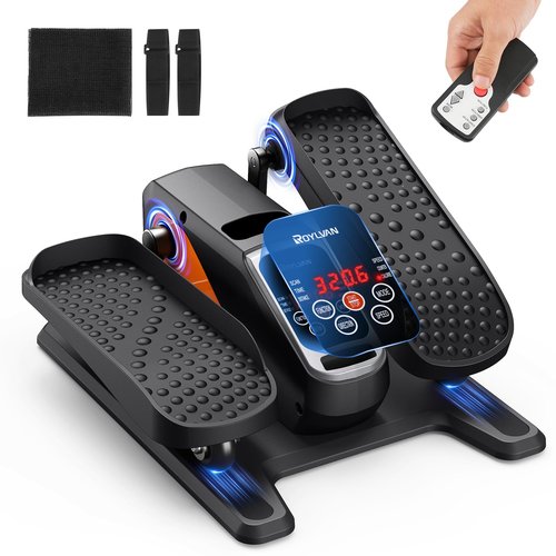 Roylvan Elliptical Exercise Machine, Under Desk Ellipse Leg Exerciser as Seen on TV, Quiet Electric Seated Pedal Elliptical for Seniors with 12 Adjustable Speeds, Remoter, Footstraps for Home Office