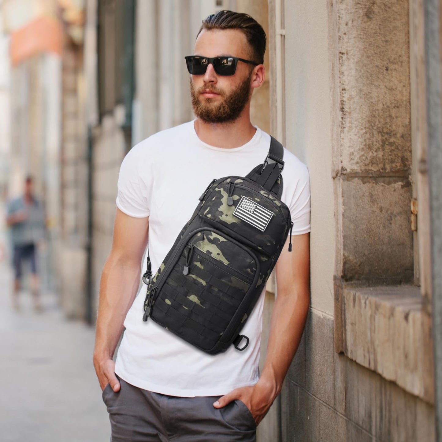 G4Free 10L Tactical EDC Sling Bag Backpack Military Molle Chest Shoulder Assault Pack for Concealed Carry(Black Cp)