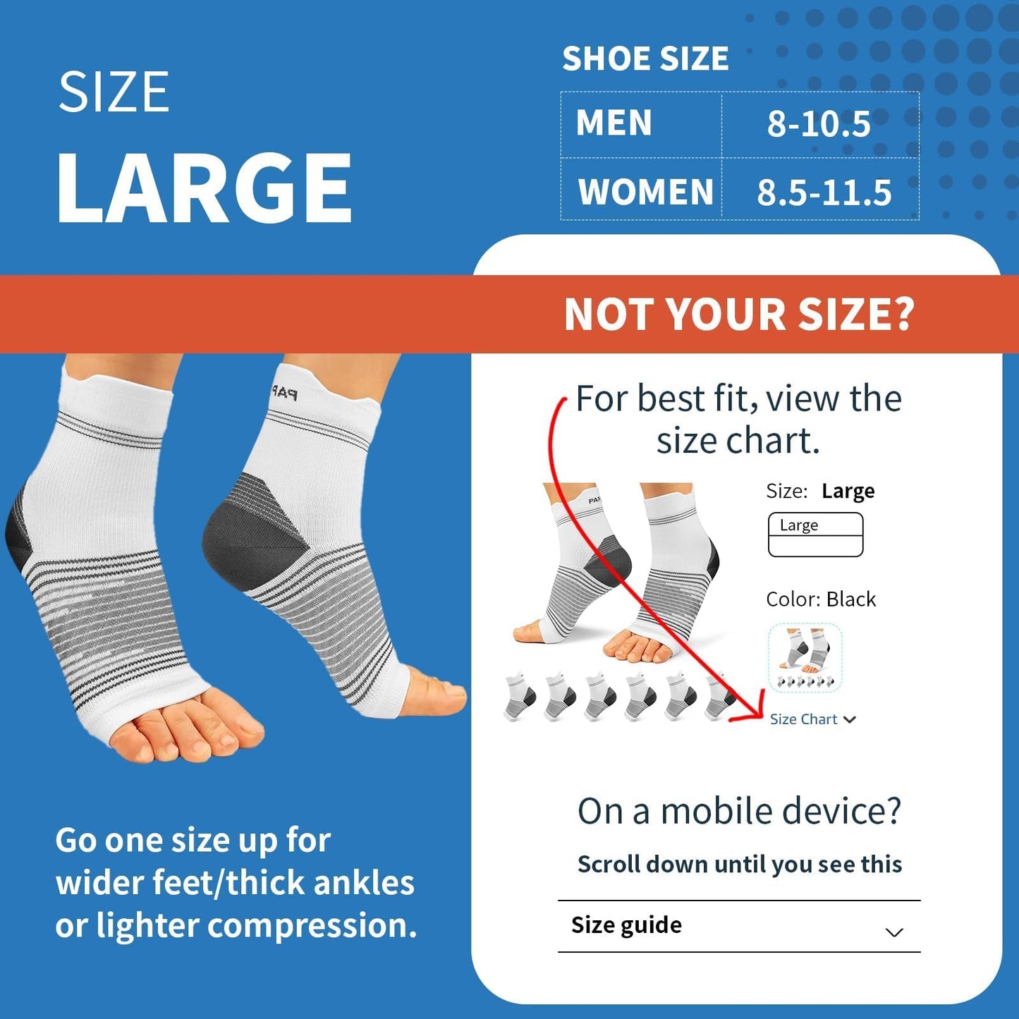 6 Pairs Plantar Fasciitis Socks for Men & Women, Ankle Brace Compression Socks with Arch Support for Achilles Tendonitis, Heel Pain, Swelling & Arthritis Relief, White, Large