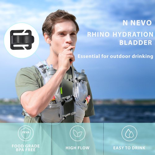 N NEVO RHINO Hydration Bladder 2L,Water Reservoir for Hiking Backpack Leak Proof Water Storage Bladder,BPA-Free Water Pouch Hydration Pack for Camping Cycling Running