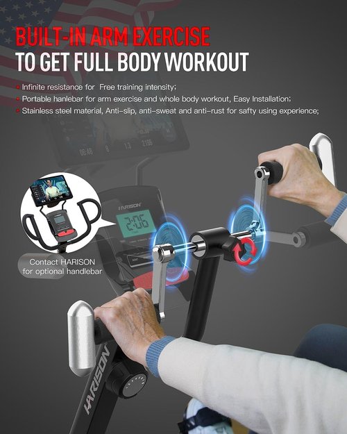 HARISON Semi Commercial Recumbent Exercise Bike with 400 lbs Capacity, Magnetic Recumbent bike for Adult and Seniors, Recumbent Stationary bike for Home with Smart Bluetooth App, 2 in 1 LCD Monitor and Tablet Holder, Heart Rate monitor (HR-B8ARE 90% Pre-a
