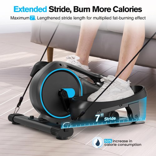 Under Desk Elliptical, Manual Elliptical Exercise Machine, Quite Foot Pedal Exerciser for Home Use, Compact Foot &Leg Pedal Exerciser for Seniors, Max Load 300LBS