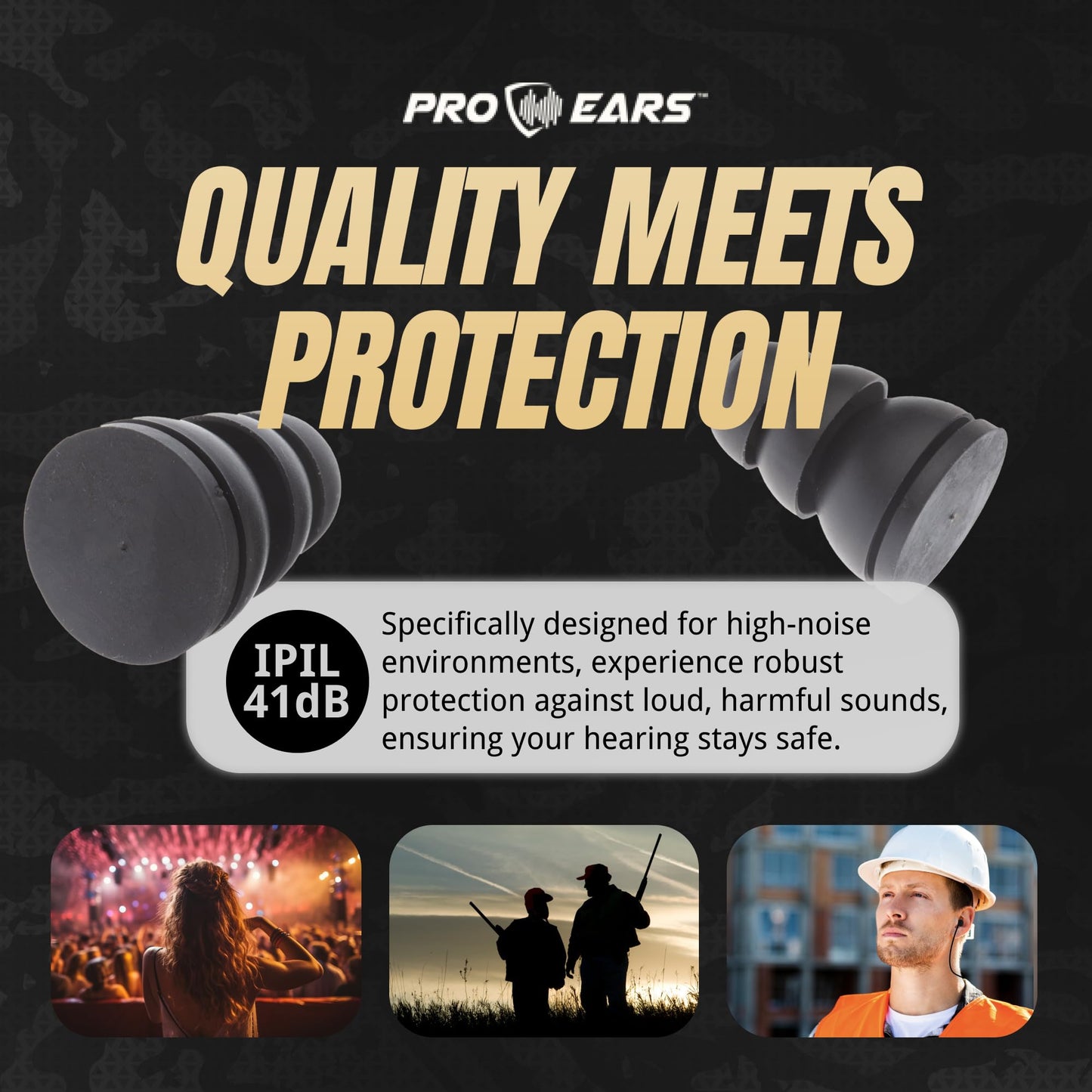 Pro Ears Audiomorphic Earplugs, Shooting Ear Protection, Noise Canceling Earbuds, Hearing Protection, Carrying Case Included, Black (Large)