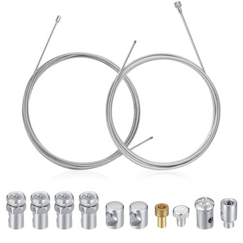 Universal Motorcycle Emergency Throttle Clutch Brake Cable Repair Kit, Road Bike Brake Shifter Cable, Bicycle Gear Cable Wire Kit Inner Replacement Set for Motorcycle Road Mountain Bike, silver