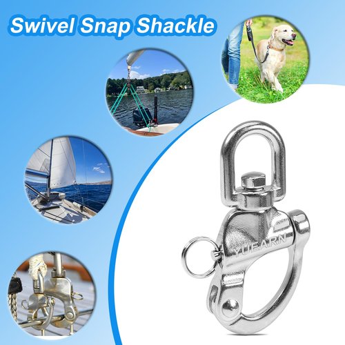 YUEARN Marine Grade Quick Release Carabiner with Swivel(4-Pack), 2.75" Corrosion-Resistant Snap Shackle for Sailing Rigging, SCBA Mask Quick Release, and Bow Safety