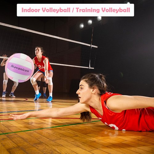 Stavanicen Volleyball Official Size 5 for Indoor Outdoor, Thicker PU Soft Beach Volleyball for Girls Boys Teenager Adults Beach Game Gym Training Beginner (Pink Purple White)