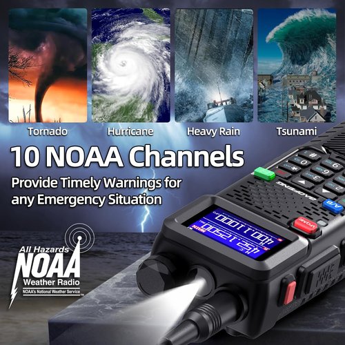 Ham Radio Baofeng Radio Long Range 5RM 10W Handheld NOAA Emergency Weather Radio 3800mAh Battery Rechargeable Walkie Talkies for Adults with Programming Cable,USB-C Charging for Survival Gear,2 Pack