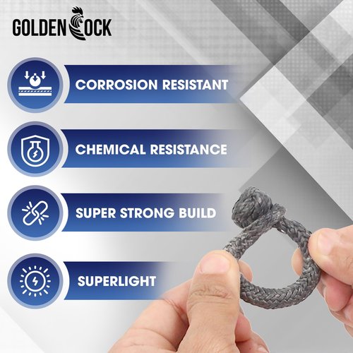 GOLDEN COCK 1/6" x 5.5" (4mm x 140mm) UHMWPE Dyneema Soft Shackles - Soft Connector 2205 LBS Breaking Strength, Marine Rigging Soft Shackle for Sailing Boating Yacht