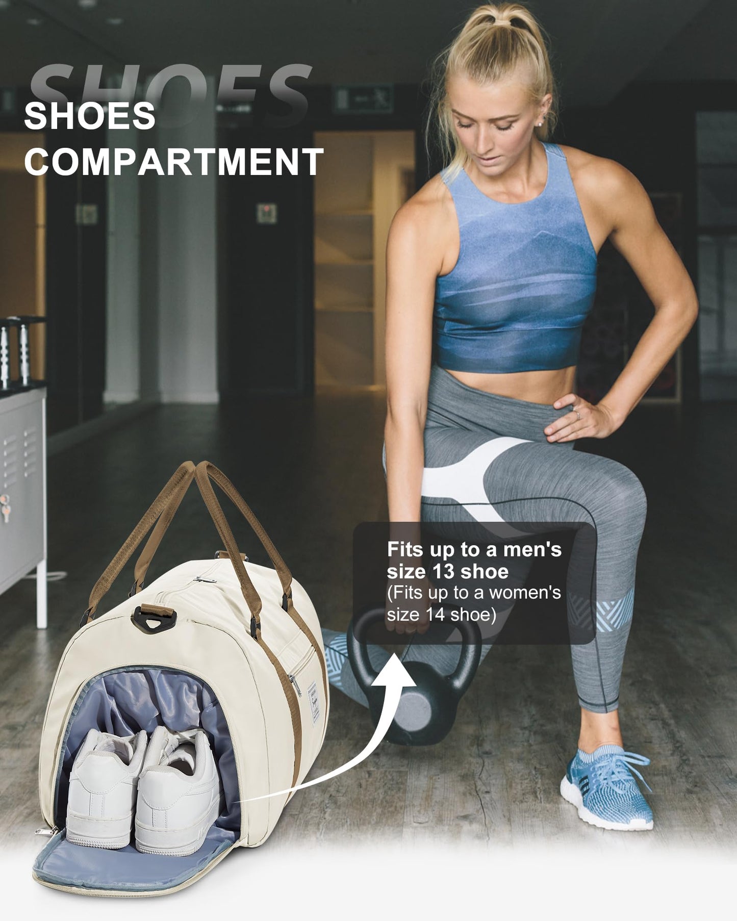 Gym Bag Womens Mens with Shoes Compartment and Wet Pocket Travel Duffel Bag for Women for Plane Sport Gym Tote Bags Swimming Yoga Small Waterproof Weekend Overnight Carry on Bag Hospital Holdalls