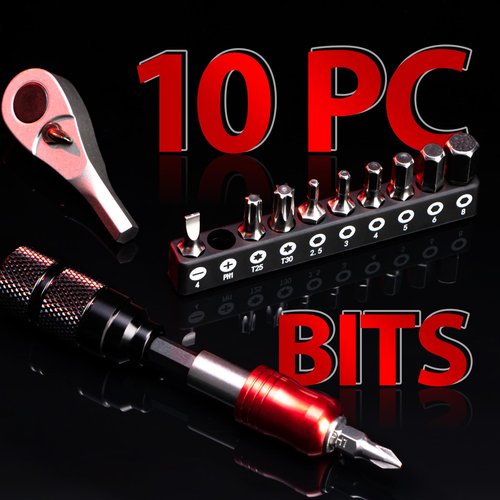 EMERK Bike Repair Tool Kit – Bicycle Multi-Tool Kit with Mini Pump, Ratchet Reversible Tool &10 Tool Bits, Tire Levers, and Portable Bag for Camping and Travel