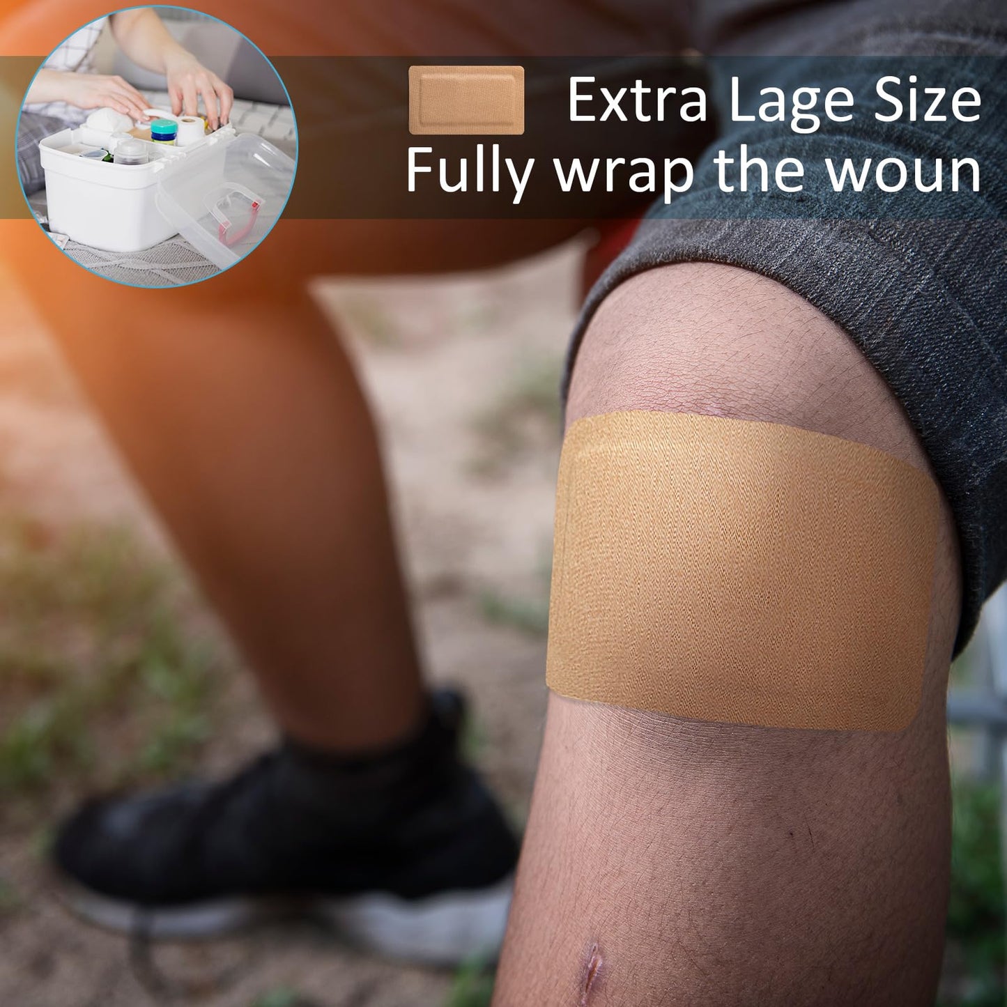 Geiserailie 30 Pcs Flexible Extra Large Adhesive Soft Bandages 5" x 3" Sterile Fabric Adhesive Bandages with Non Stick Pad, Latex Free for Care and Protect Wounds Bed Sores Burn Individually Wrapped