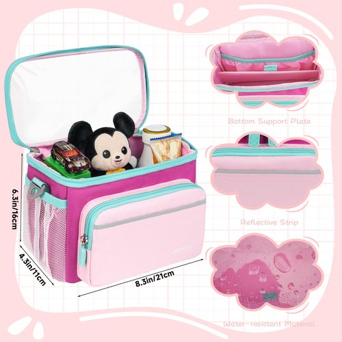 Kids Bike Basket, Front Frame Handlebar Bag for Toddler Scooter Tricycle Bicycle, Cute Small Fabric Bicycle Basket for Boys & Girls, Pink