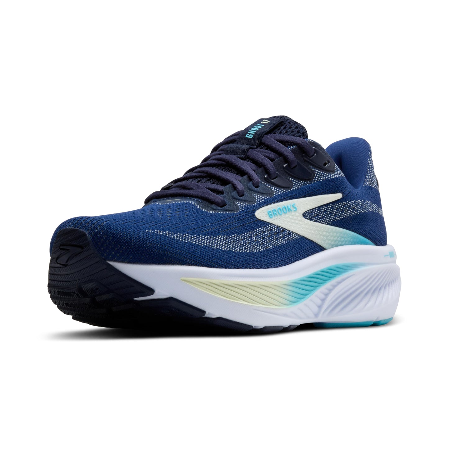 Brooks Women’s Ghost 17 Neutral Running Shoe - Navy/Green/Turquoise - 12 Medium