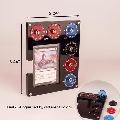 Aizesuro Translucent Acrylic Commander EDH Command Zone Tray Panel with Life, Damage, Cast Dial Counter Compatible with Magic The Gathering Deck, MTG Life Counter Accessories
