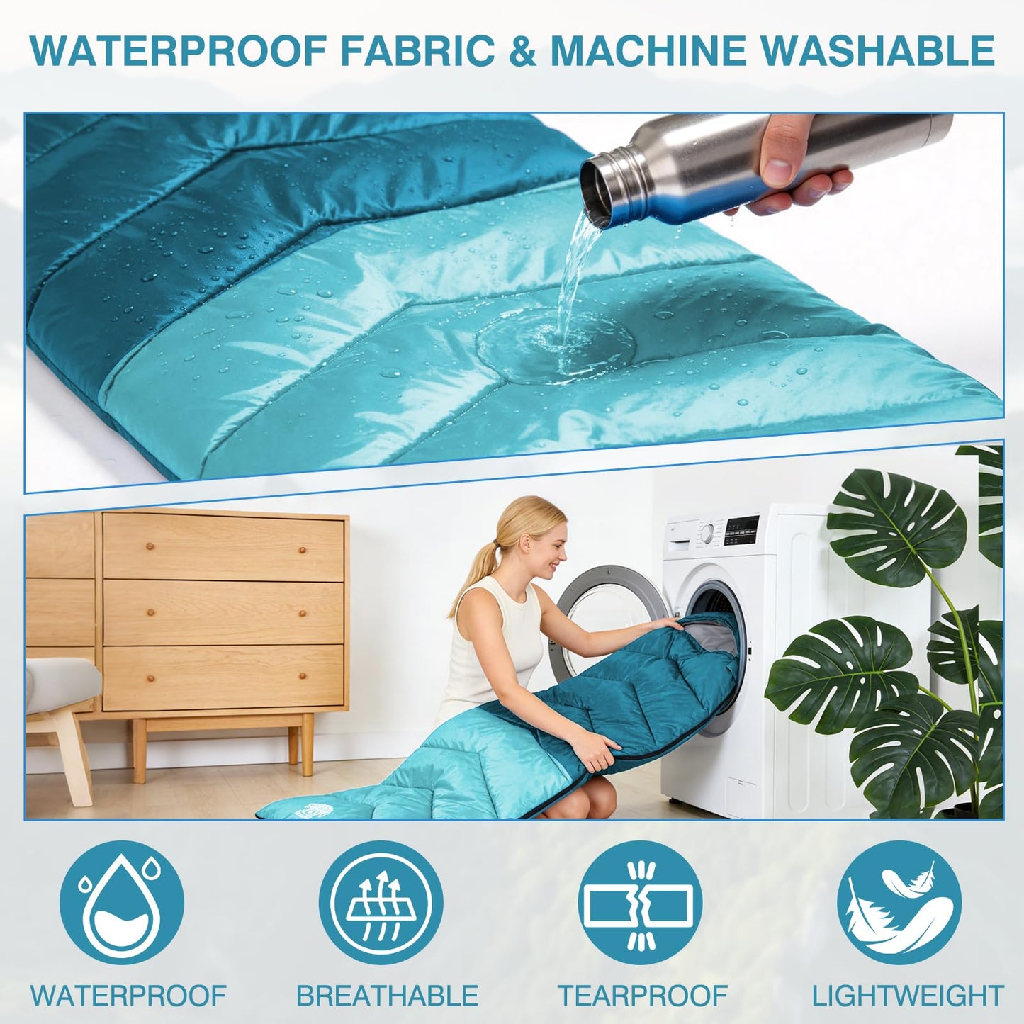 Flantree Sleeping Bags for Adults & Kids for Camping Hiking Trips Warm Cool Weather, Lightweight and Waterproof with Compression Bag, 3-4 Season Indoors Outdoors Activities