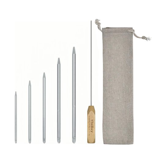 Rope Splicing Tool Kit, 5 Aluminum Fids Set with Pusher, 1/4 to 1/2 inch Sizes