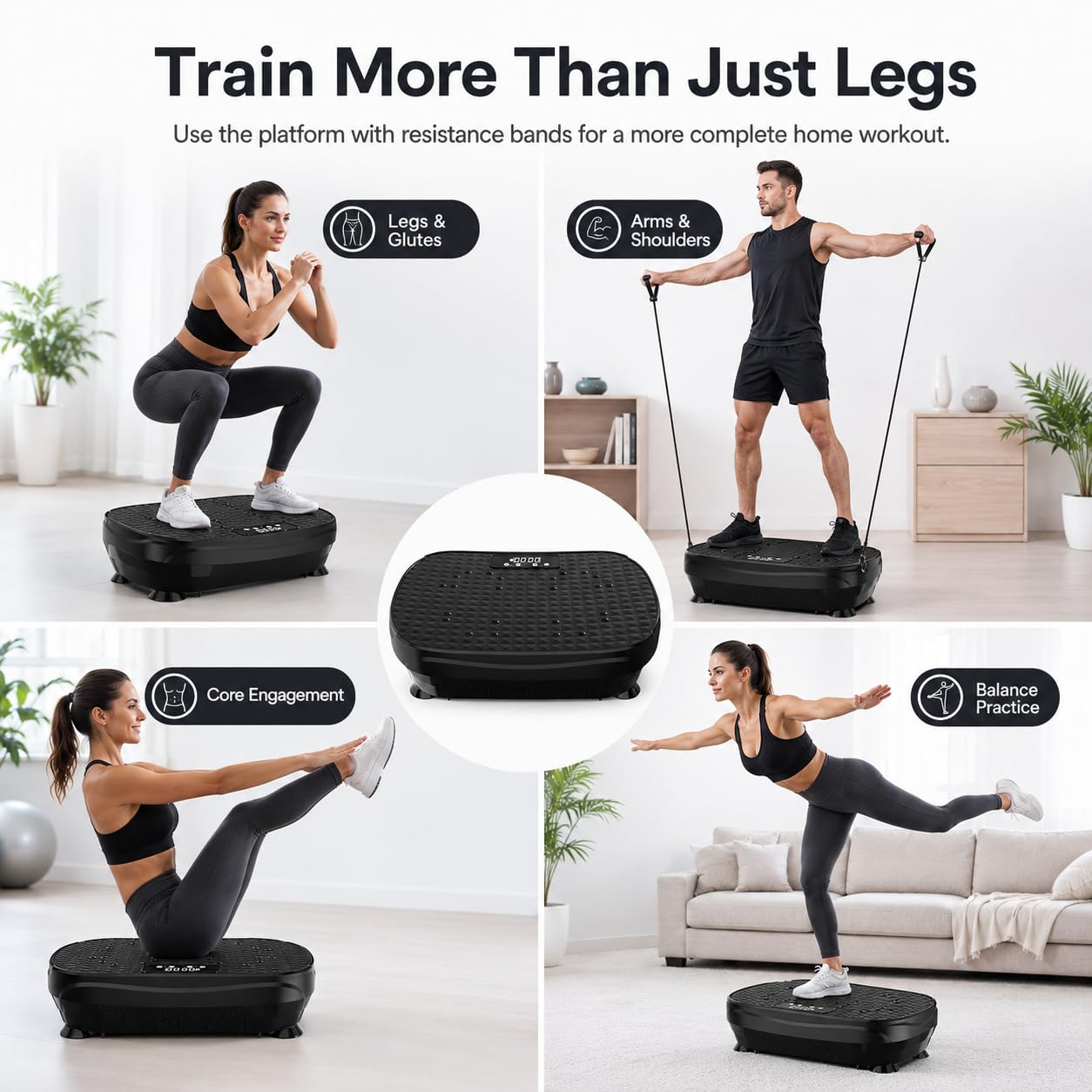JAVRYK Vibration Plate Exercise Machine with 200 Adjustable speeds and 8 Scientific auto Modes, Compact Foldable Design and Ultra-Quiet Silicone Base for Home Workouts & Lymphatic Drainage