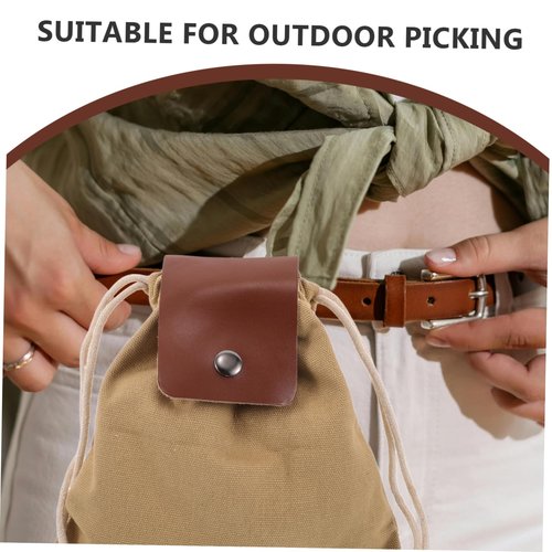 Hoement Collapsible Mushroom Bags 2pcs Canvas Pouch Set Portable Hiking Fruit Picking Bag Saddle Dump Pouch