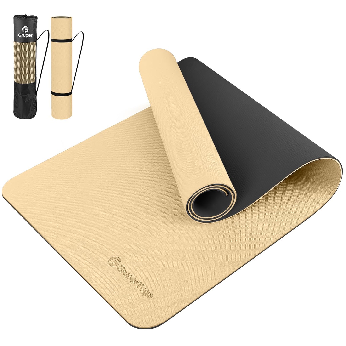 Yoga Mat Non Slip, 72"L x 24"W x 0.24"/0.32"TH, Anti-Tear Exercise Mat with Carrying Strap and Bag, Pro TPE Yoga Mats for Women, Workout Mats for Home, Pilates and Floor Exercises (Black / Matcha Green, 0.32*24*72 Inches)