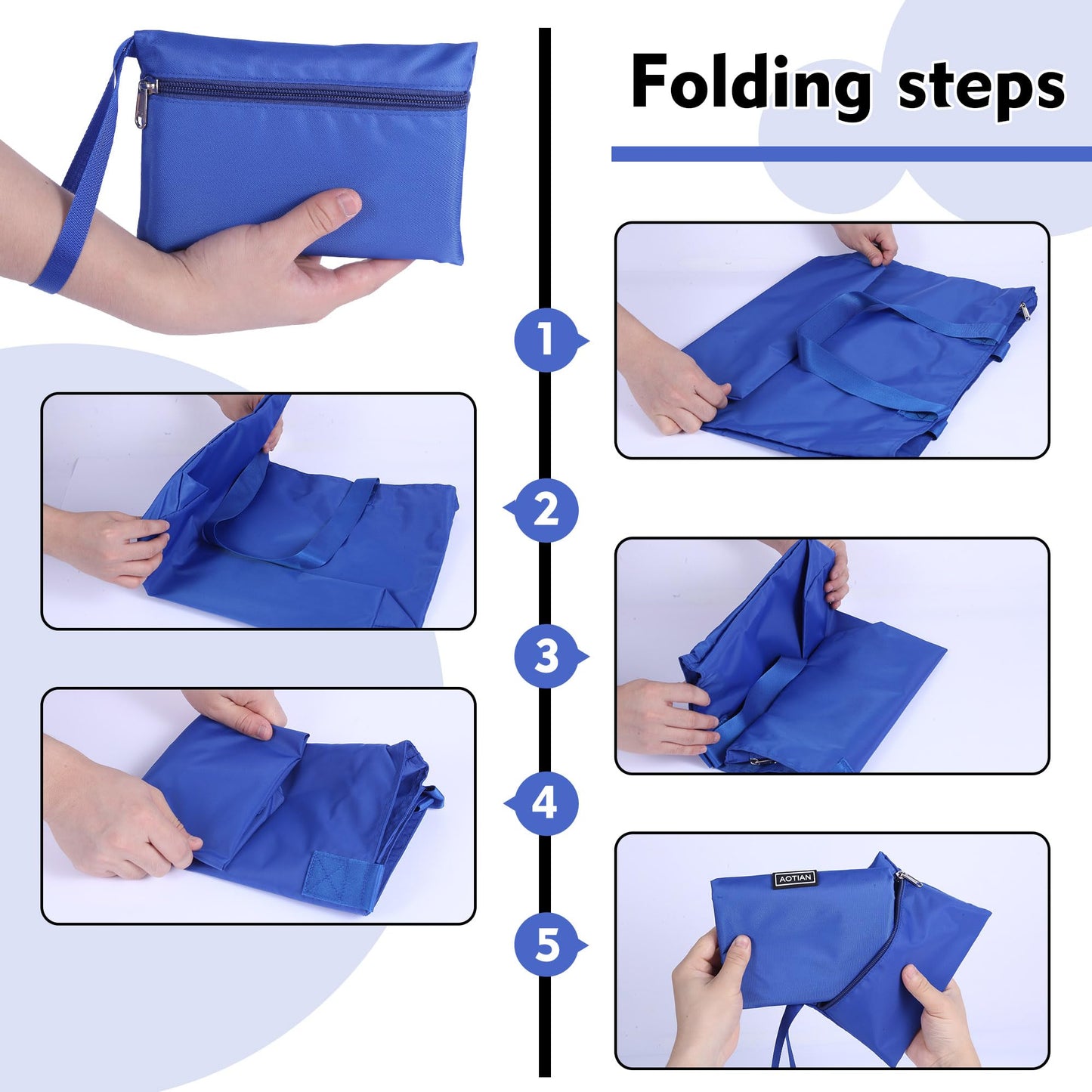 AOTIAN Heavy Duty 20 Liter Reusable Grocery Bags, Thickened Tear-Resistant Polyester Fabric Foldable Machine Washable Shopping Bags, Zipper Closure Water-Resistant Large Tote Bag Travel Gym Beach Bag