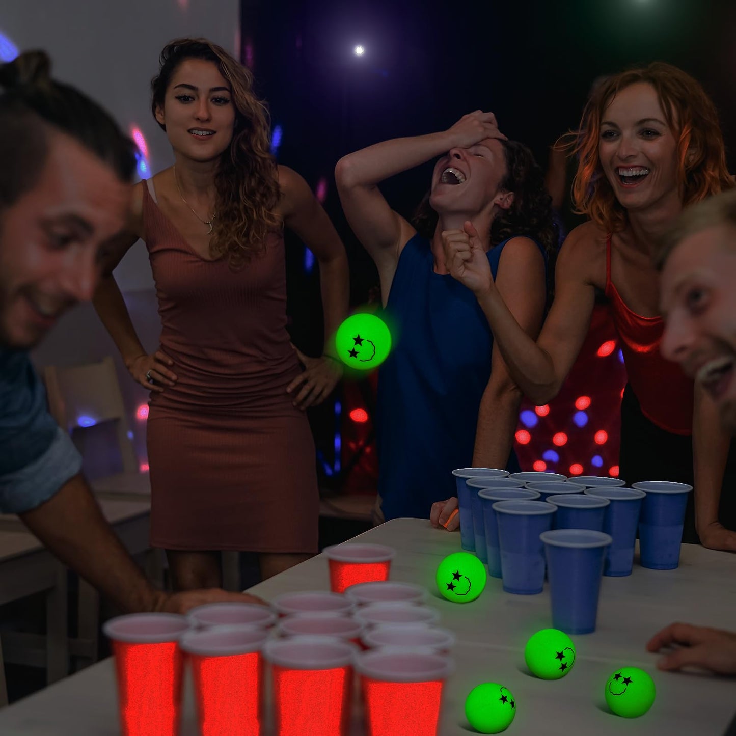 12 Pcs Glow in The Dark Table Tennis Balls Luminous Smile Face Table Tennis Balls for Outdoor Practice Night Party Games Goodie Bag Gift Cats Toys, The Longer Absorbs Light, The Longer Glows